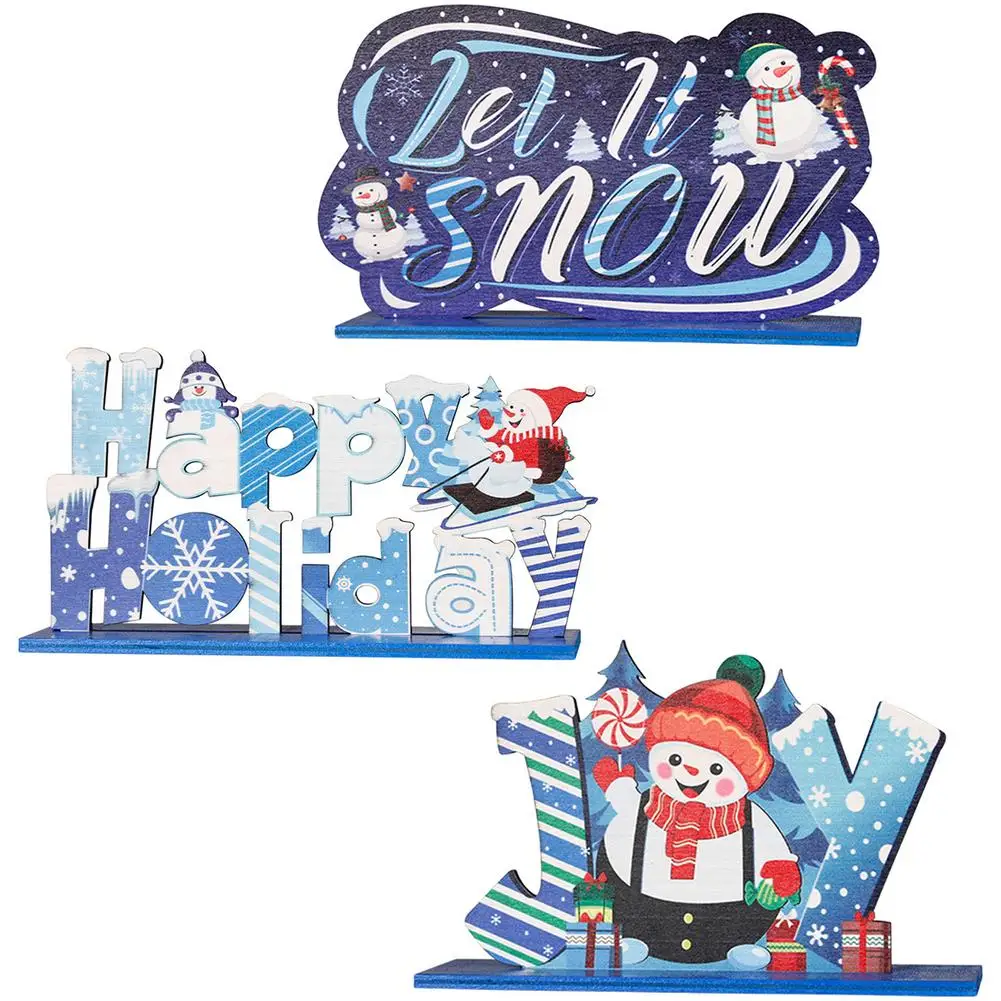 

3pcs Christmas DIY Table Wooden Ornament Snowman Happy New Year 2022 Christmas Decorations For Home Navidad Noel Xmas Supplies