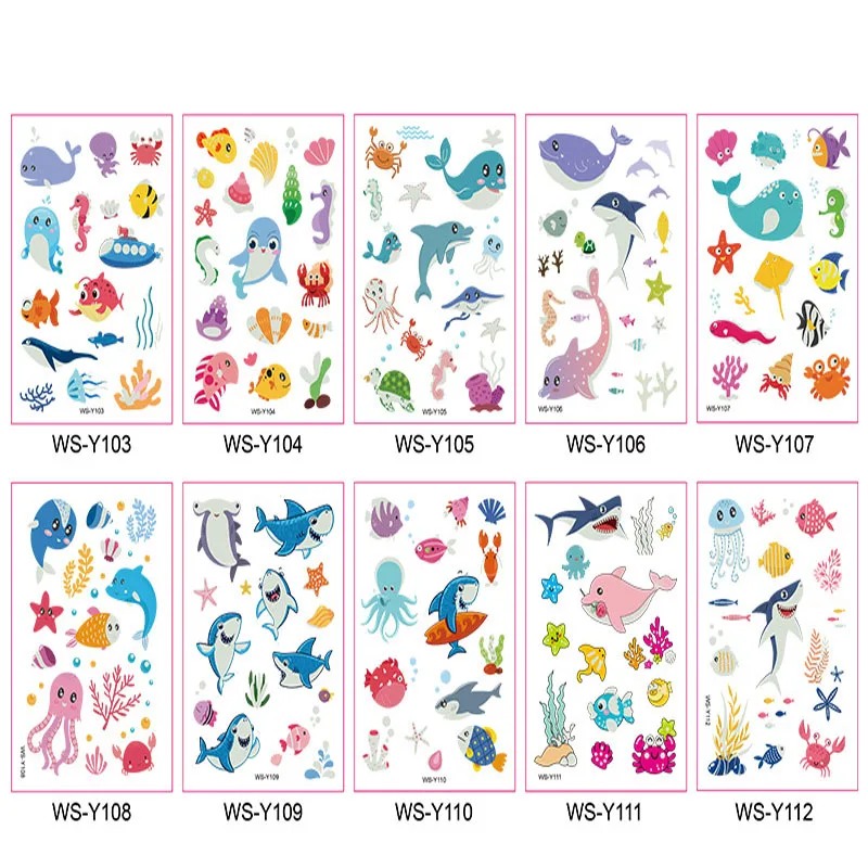 5 шт. новые светящиеся наклейки для татуировок в океане детская Веселая