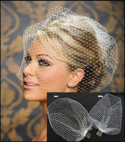 

TULXNew White Ivory Black Bridal Net Birdcage Veils Charming Wedding Veil Hats Fascinator Face Veils with Comb UK