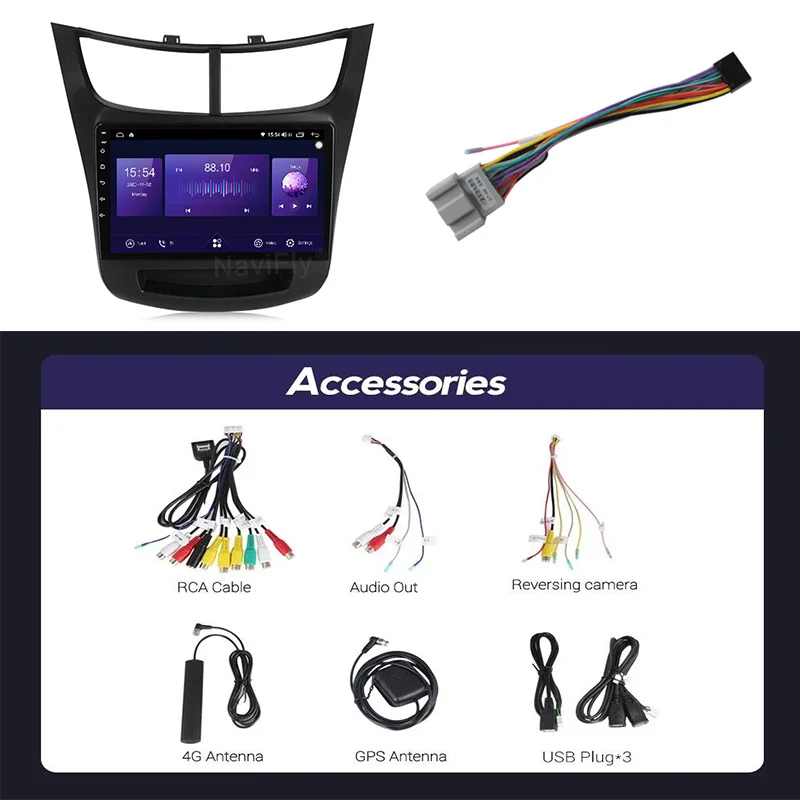 

NaviFly 6GB+128GB 8 Core Carplay QLED 1280*720 Android 10.0 Radio GPS Car Muletimedia Player For Chevrolet Sail 2015 - 2018