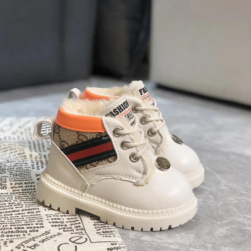 

2021 Winter New Children's Shoes 1-3-Year-Old Girls Martin Boots Boys Warm Snow Boots Fashion Casual Plush Baby Toddler Shoes