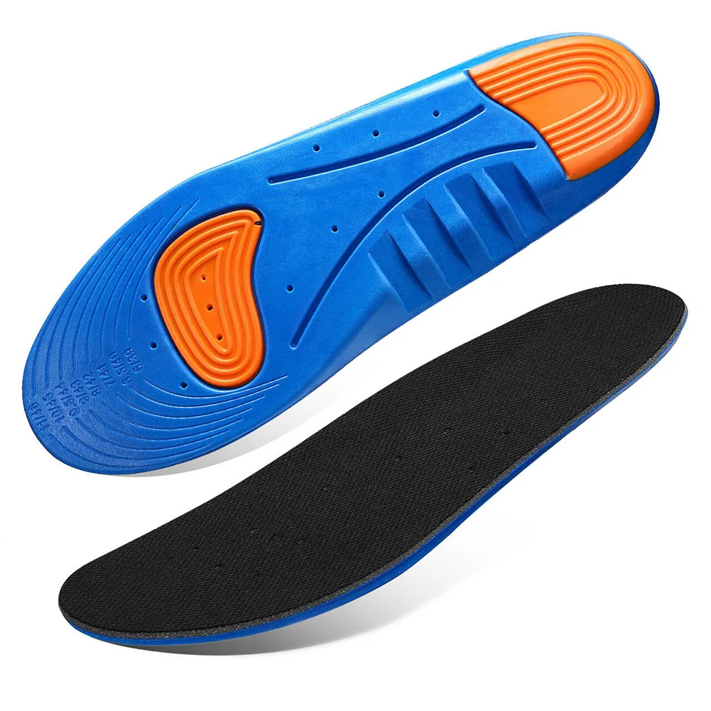 

Man Woman Soft Running Shoe Pad Non-Slip Insoles Arch Support Blue Breathable Gel Shock Absorption Foot Care Sport Orthotic