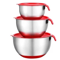 stainless steel mixing bowls salad bowl non slipstackable serving bowl with airtight lids for kitchen cooking baking