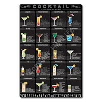 vintage classic cocktail recipes tin sign retro whiskey gin tequila metal signs for bar restaurant home art wall decor 12x8 inch