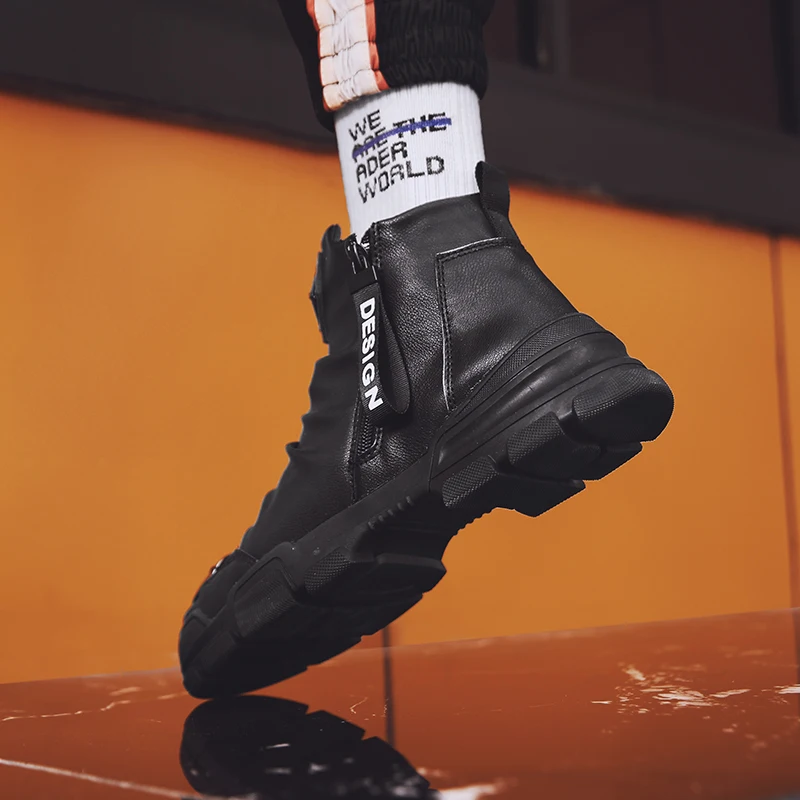 Зимние мужские ботинки из искусственной кожи; Botas Masculina; модная мужская зимняя обувь на молнии; 5#30/15E50