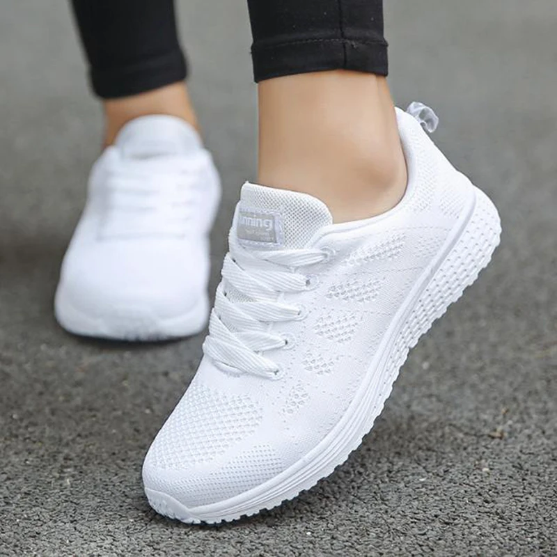 

Women Casual Shoes Fashion Breathable Walking Mesh Flat Shoes Woman White Sneakers Women 2021 Tennis Feminino Gym Shoes Sport