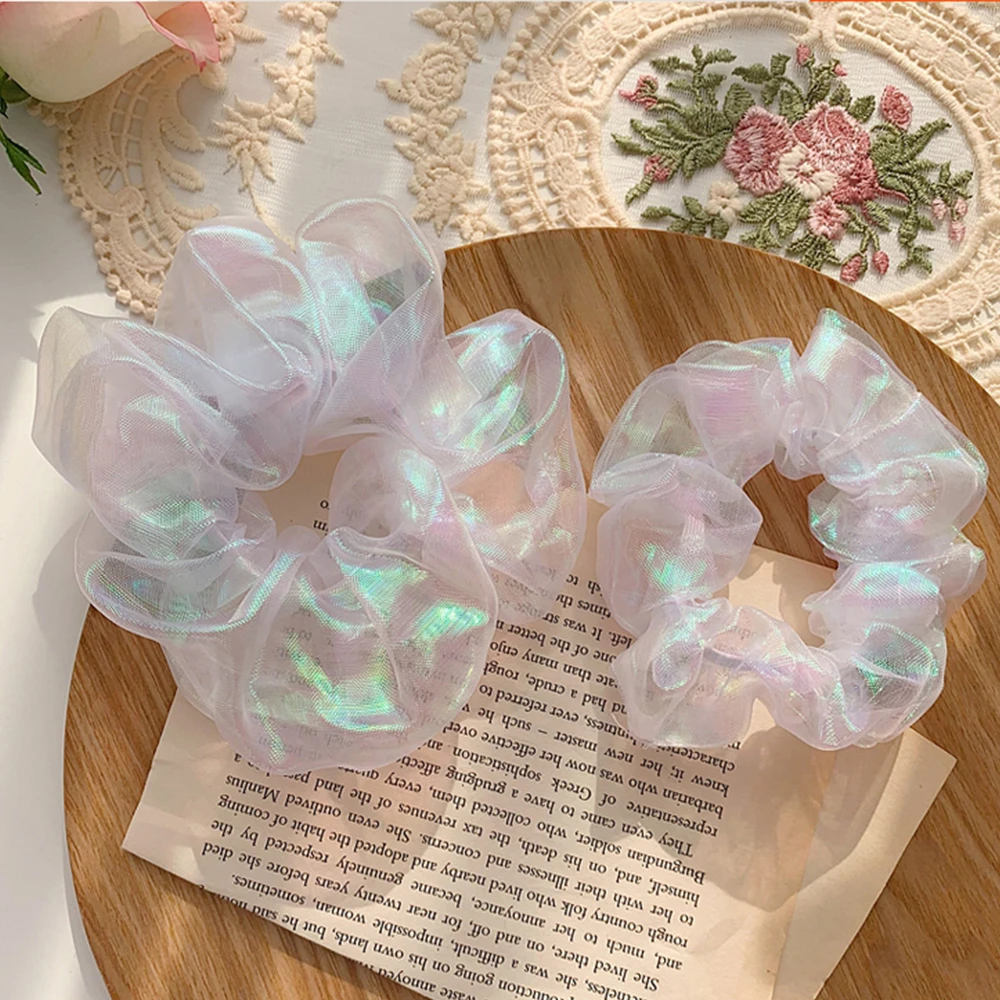 1 шт. блестящие белые резинки из органзы для волос эластичные девочек повязка на