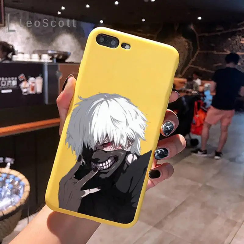

Tokyo Ghoul Anime Horror Phone Case Yellow Candy Color for iPhone 6 7 8 11 12 s mini pro X XS XR MAX Plus