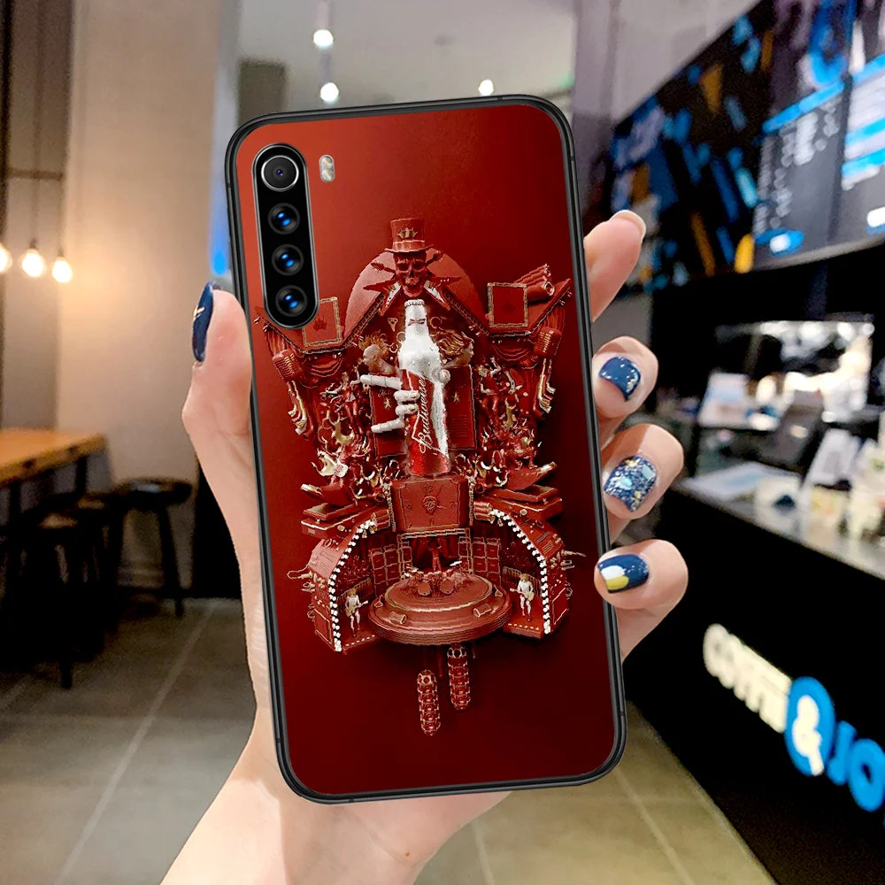 

Budweiserr Beer Phone Case For Xiaomi Redmi Note 7 8 8T 9 9S 4X 7 7A 9A K30 Pro Ultra black Cover 3D Hoesjes Soft Etui Silicone