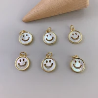 natural mop shell smile face charm round expression pendants for jewelry making necklace bracelet earring accessories bulk