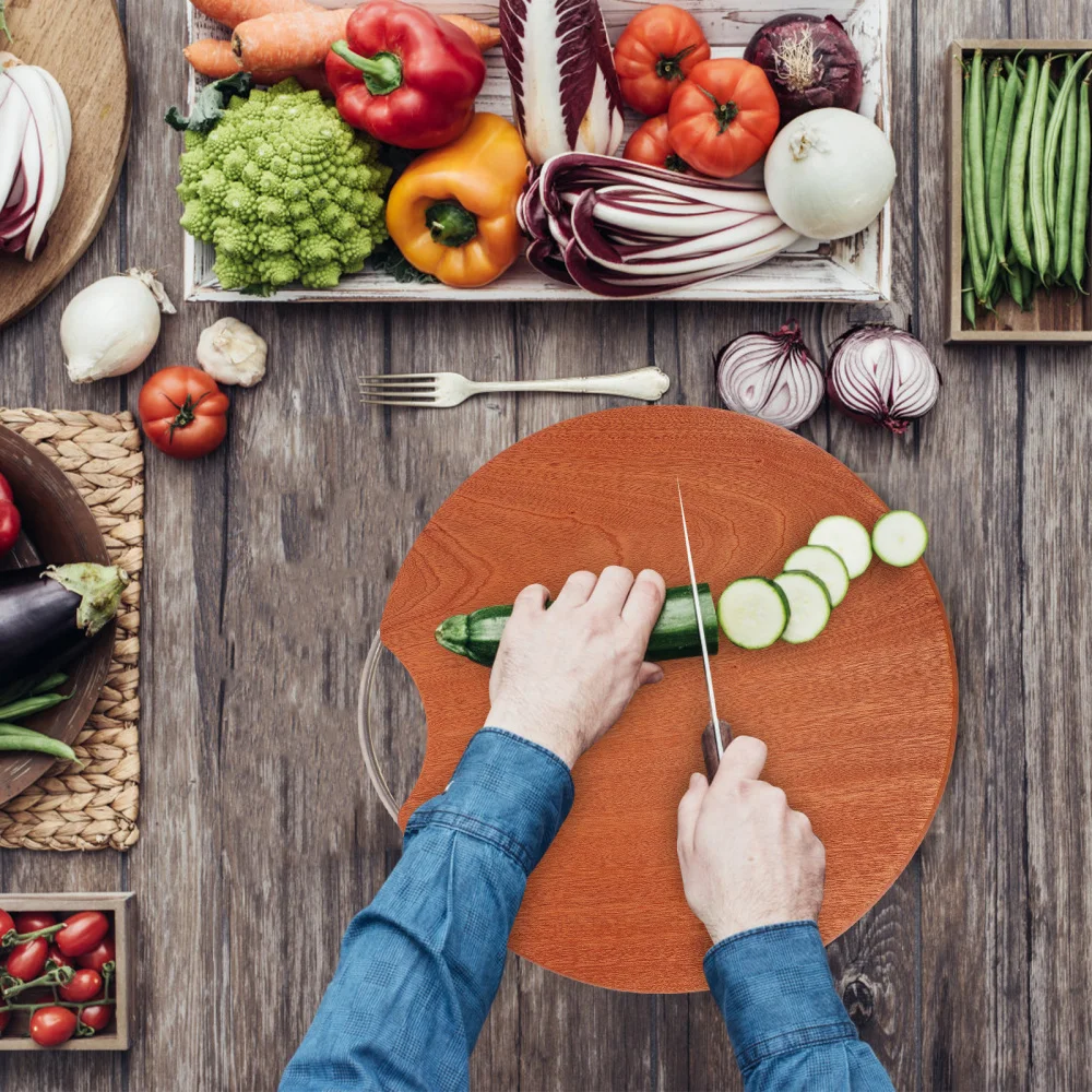 

1pc Wooden Cutting Board Double-sided Chopping Board Ebony Cutting Board