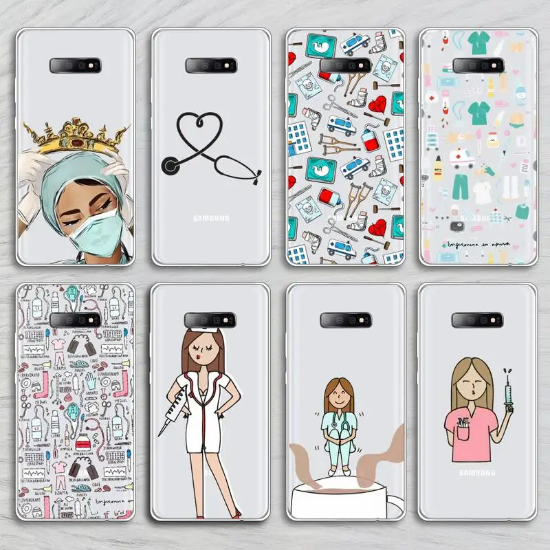 

Nurse Medicine Doctor cartoon Phone Case Transparent For Samsung Galaxy A S 7 8 11 21 50 30 71 81 51 90 5G 20 E Ultra M60S