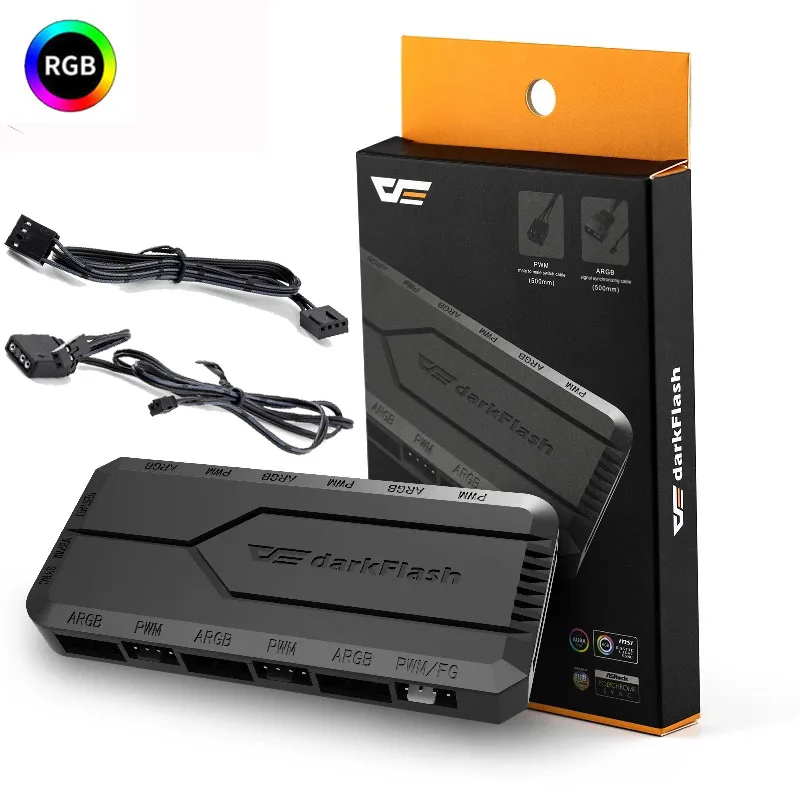 Darkflash RGB/хаб PWM 6 портов для 5 в 3Pin RGB с В 4Pin ARGB Fan Controller SATA Power ПК чехол