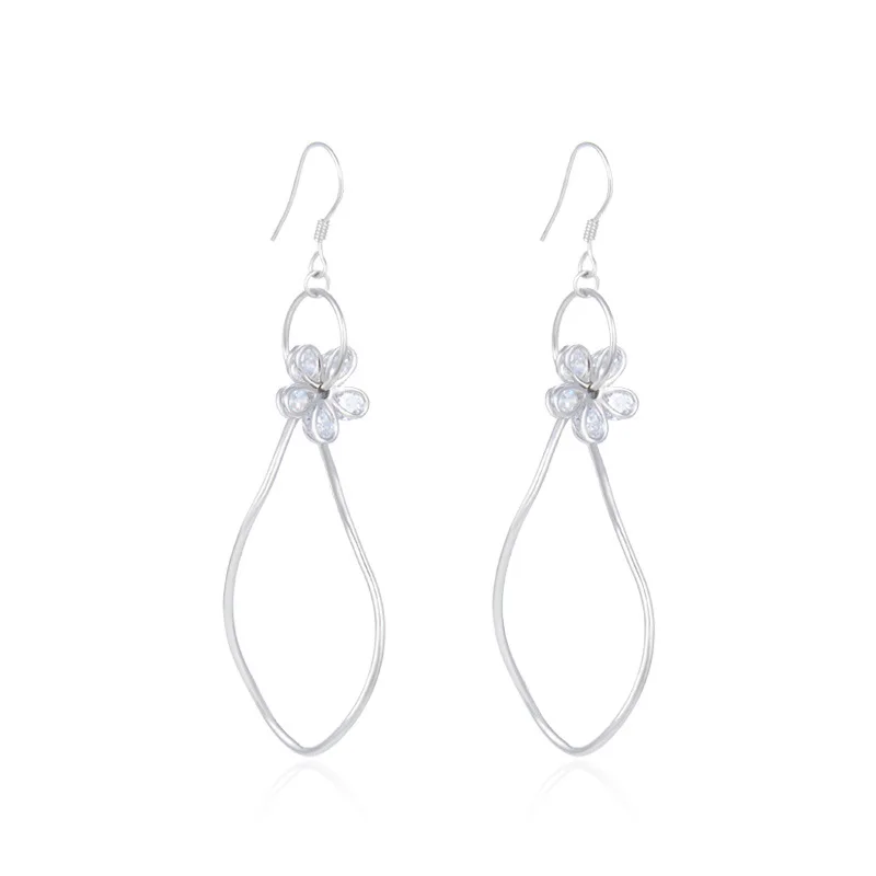 Bague Ringen Sterling Silver 925 Jewelry Sweet Flower Long Drop Earrings for Women Trendy Geometry Modelling Engagement | Украшения и