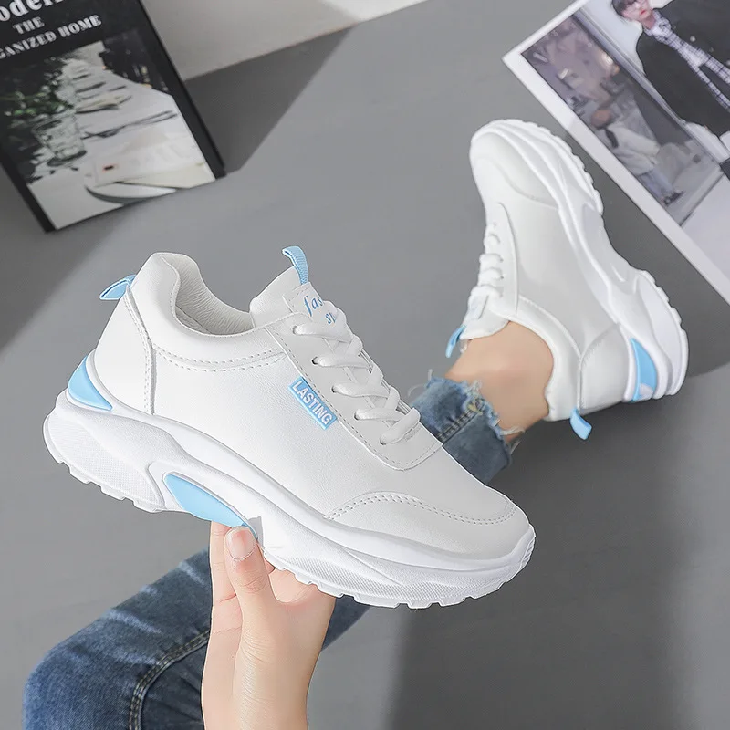 

Women Trainers Running Shoes PU Leather White Fashion Sneakers 2021 Sneakers Ladies Outdoor Breathable Female Sport Shoes