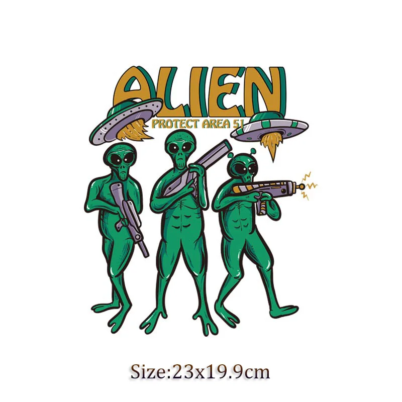 UFO Alien Thermal Patches Thermo-Stickers On Clothes Iron Badge Decal Decoration Cool Stripes Jeans Heat Transfer | Дом и сад