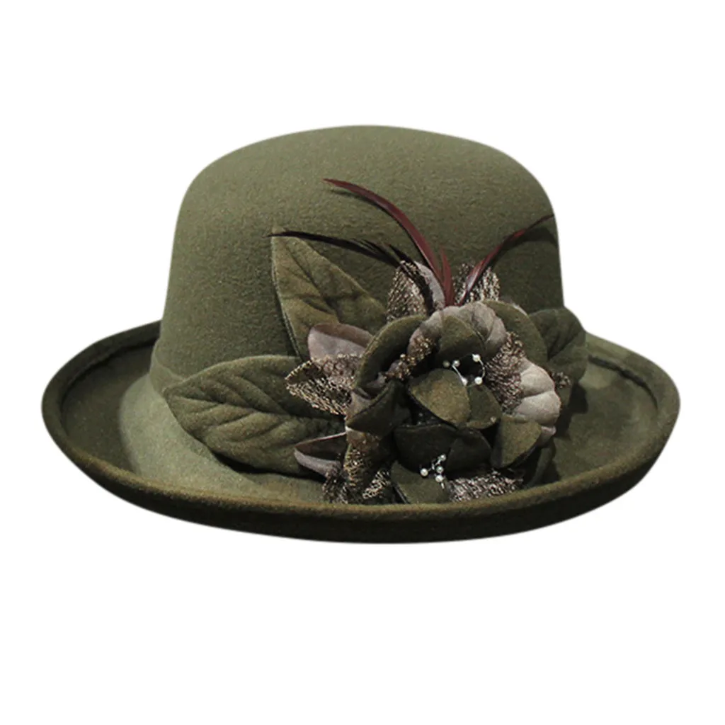 Шляпа в стиле ретро 19Nov07 женская Соломенная Панама британском с цветами и перьями