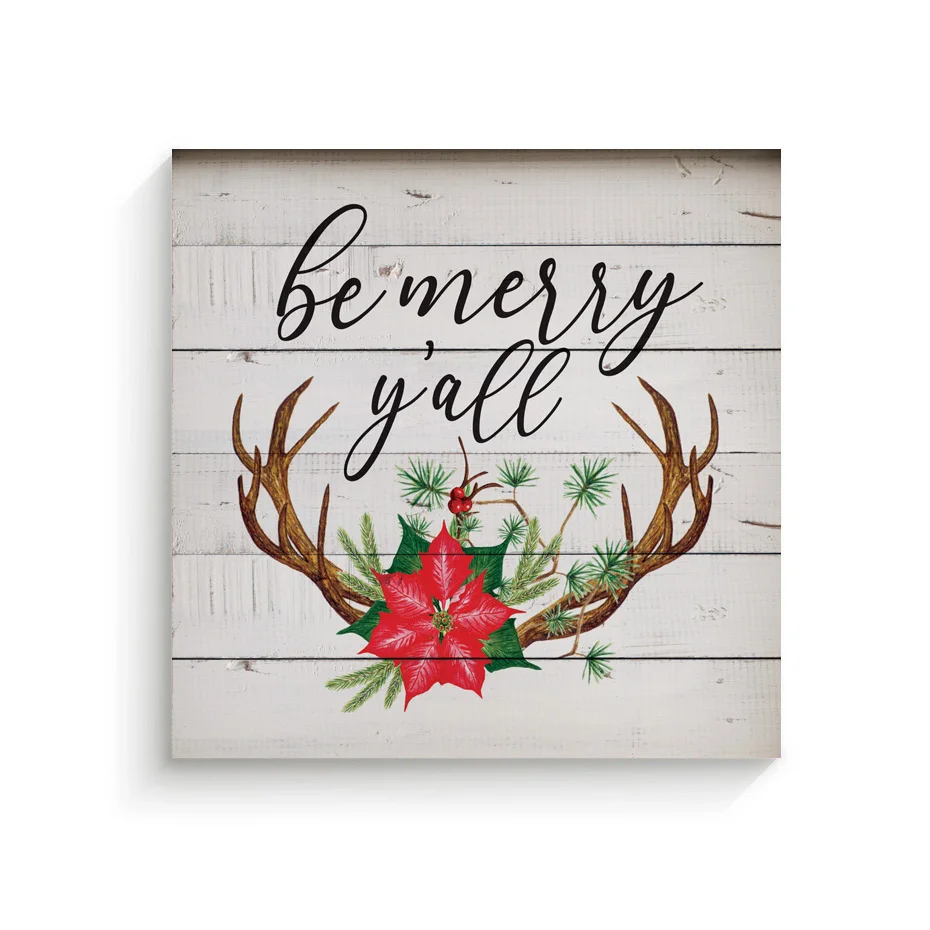 В рамке Be Merry Yall Рождественский Декор плакаты холст картины стены искусства