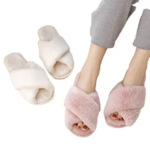Inverno feminino casa chinelos de pele do falso quente sapatos planos femininos deslizamento em casa peludo senhoras chinelos tamanho 36 43 atacado (3)
