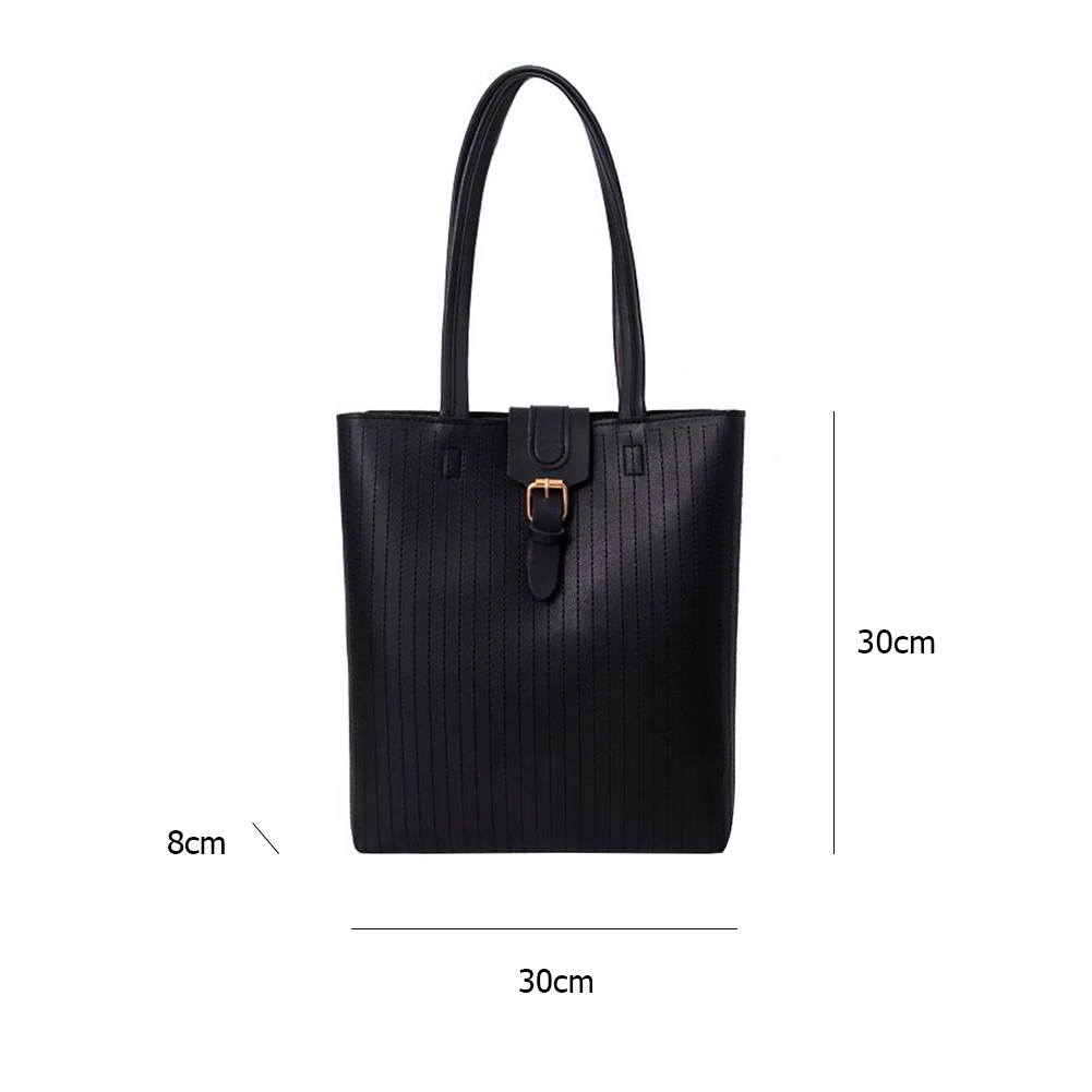 

Elegant Lattice Pattern Handbag Women PU Leather Big Capacity Travel Shoulder Shopping Bag