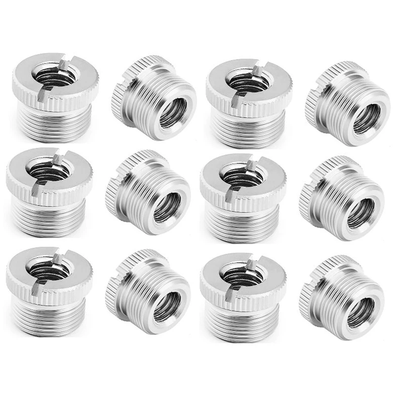 

12Pcs Mic Stand Adapter 3/8 Female to 5/8 Male Screw Adapter Knurled Thread Adapter for Microphone Stand Mount