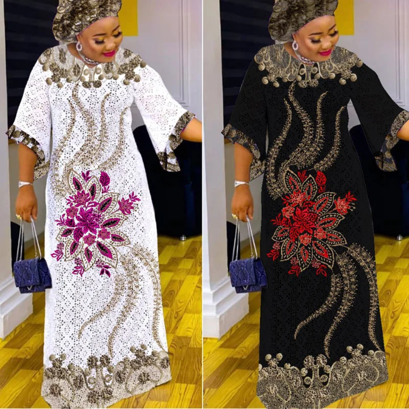 african attire for women Clothes for Women Dashiki Print Dress European Clothing Plus Size Bazin Rich Sleeveless Fashion Round Neck Maxi Vestido african robe