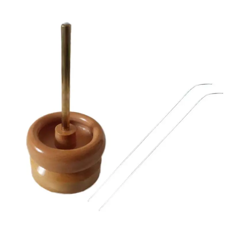 

Q0KF Wooden Bead Spinner Loader Bowl String Seed Beads Chain Tool Jewelry Making Device with 2 Needles Set