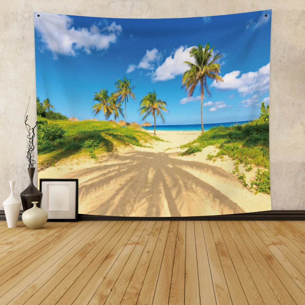 

Cassisy Fashion Tapestry Beach Seaside Tropical View Wall Hangings Room Festival Carpet College Dorm Beach Towel Decor Polyester