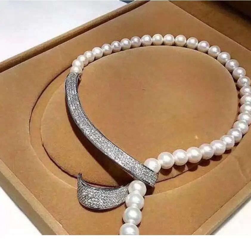 

Free Shipping Hot sale new Style 10mm sea shell pearls necklace-cz micro