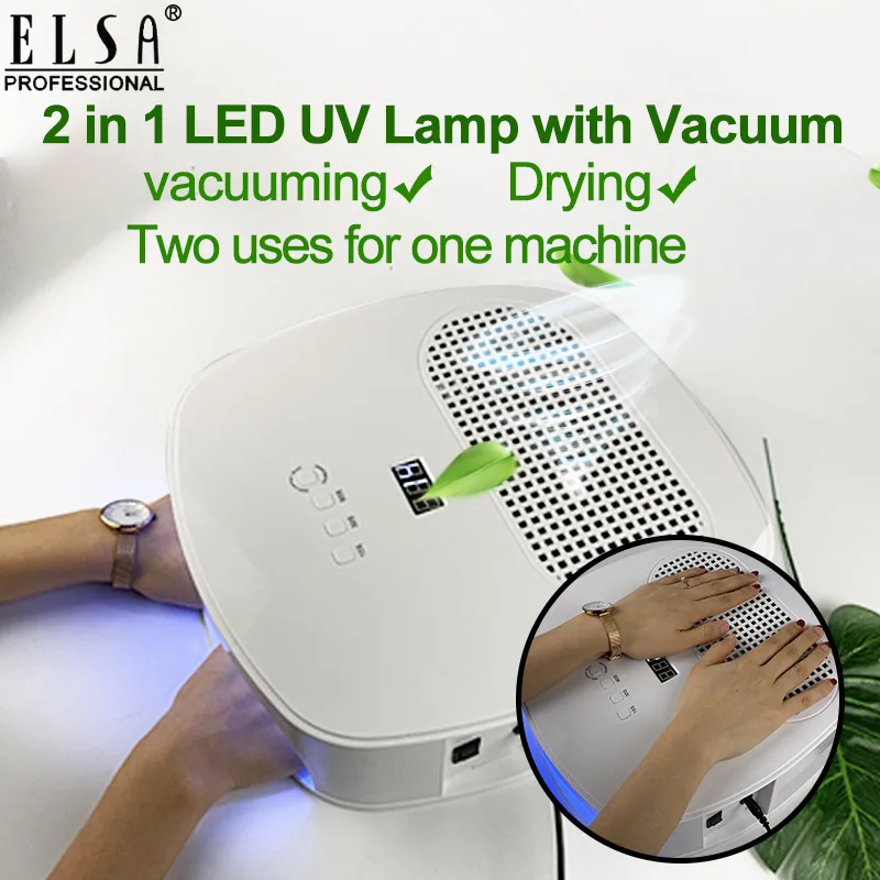 Маникюрный пылесос 2-в-1 с лампой для ногтей и пылесборником двумя мощными