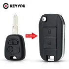 KEYYOU для Peugeot 206 207 для Citroen C2 C3 Xsara Picasso Remote 2 чехол для ключей с кнопками модифицированный складной Автомобильный ключ-брелок