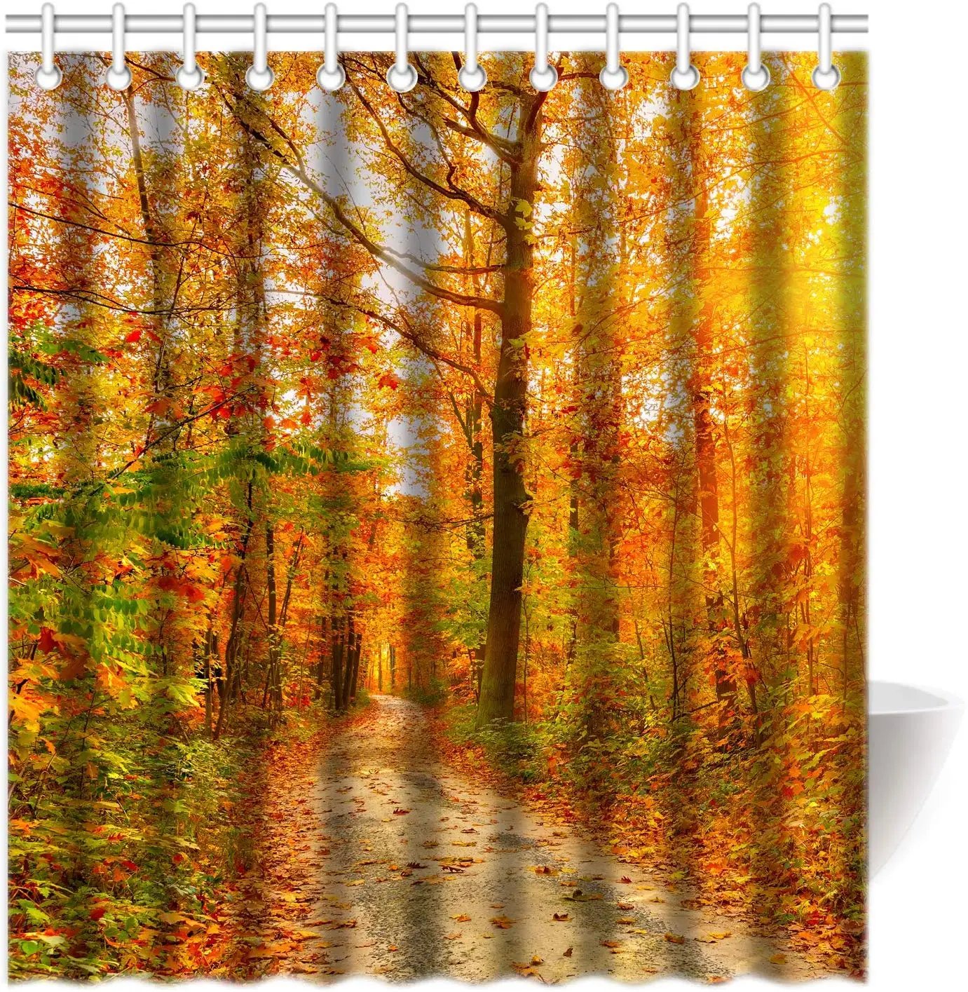 

Romantic Autumn The Fall of Maple Leaves Custom Personalized Bathroom Curtains