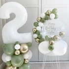 Воздушные шары в виде цифр, фольгированные цифровые шарики белого цвета для дня рождения, 32 дюйма, 1, 2, 3, 4, 5, 6, 7, 8, 9