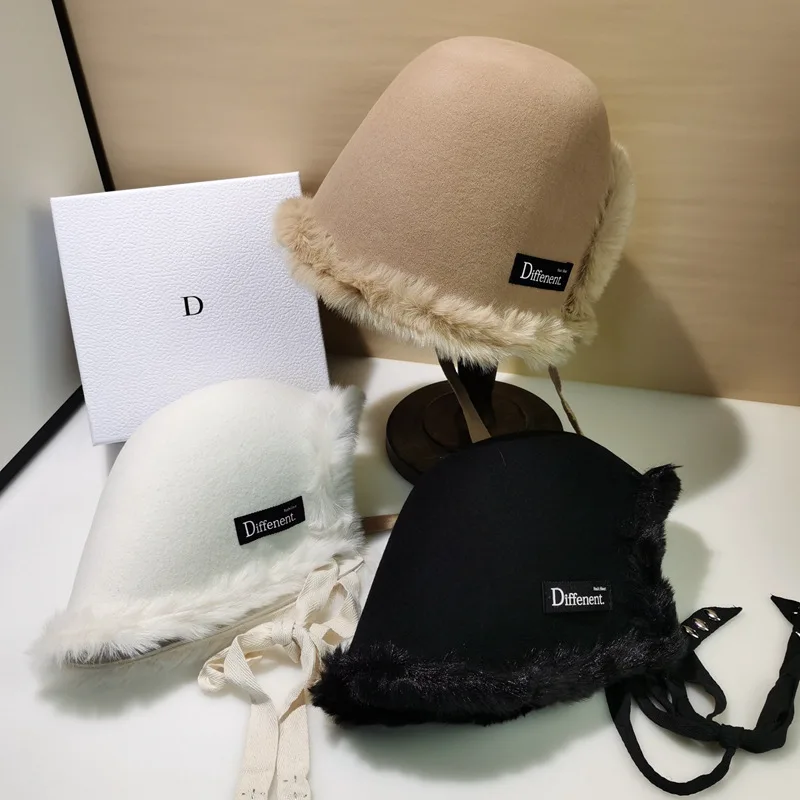 Женская фетровая шляпа Повседневная теплая плюшевая Панама с разрезом сзади