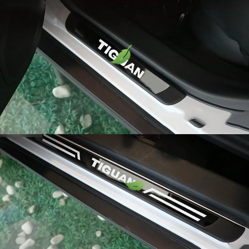 4 шт. Автомобильная наклейка Накладка на порог из нержавеющей стали для Volkswagen Tiguan