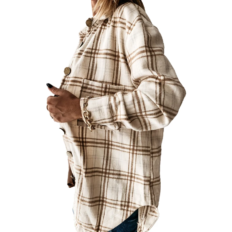 

Winter Oversized Shirt for Women Long Sleeve Office Lady Plaid Work Shirt Female Clothing Blouse Tops Plus Size Vintage Fashion