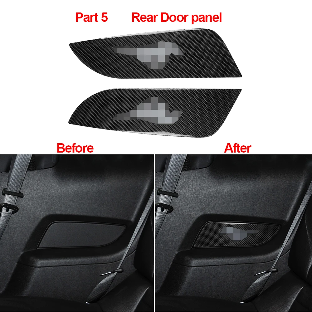 

Carbon fiber car window switch buttons decorative molding sticker door lock nob handle panel interior trims for Ford Mustang