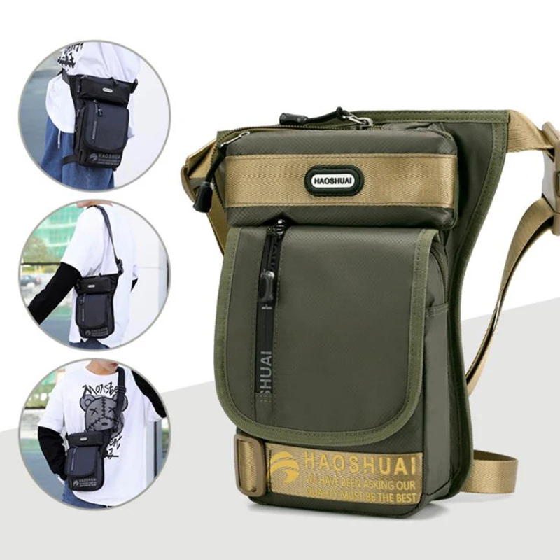 

Men's Crossbody Chest Bag Multifunctional Fishing Waist Bag Nylon Leg Hip Drop Bag Travel Riding Motorcycle Shoulder Bag XA771F