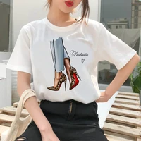 womens t shirt casual high heel t shirt fashion printed short sleeved tops and t shirt graphics t shirt harajuku female clothes