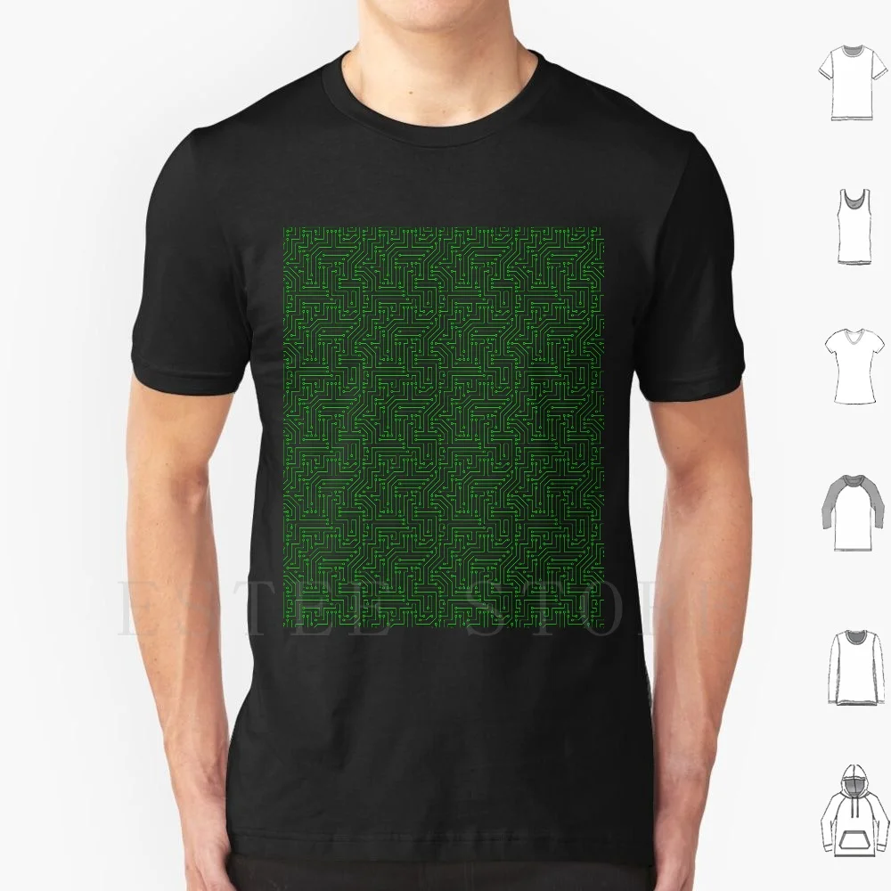 

Large Green Computer Circuit Pattern T Shirt Diy Big Size 100% Cotton Motherboard Lines And Circles Dots Electric Technologic