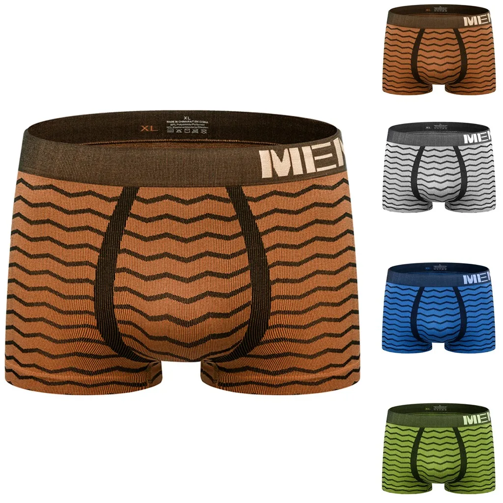 Мужские боксеры сексуальное термобелье мягкое Полосатое нижнее белье трусики