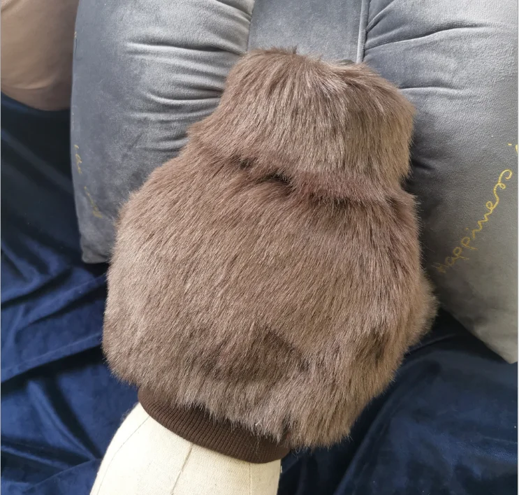 Brown Модное мягкое меховое пальто для собак, одежда для осени и зимы, сохраняющая тепло, одежда для маленьких и средних собак, одежда для щенков, куртка, одежда - Цвет: Brown
