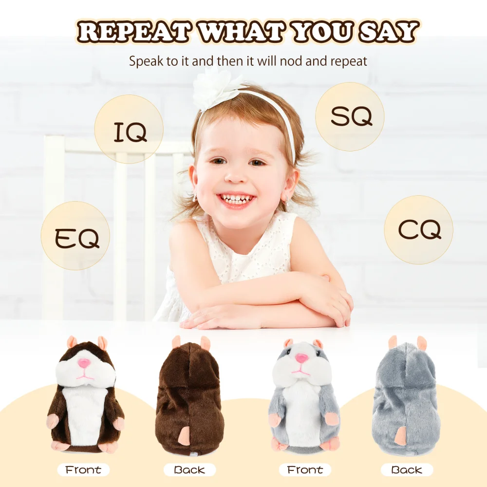 

TOYANDONA 2pcs Lovely Talking Hamster Funny Plush Toys Kids Early Learning Sound Recording Plush Dolls For Girls Boys