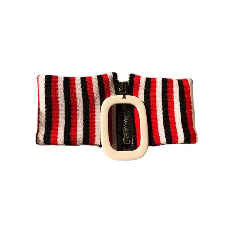 Женский зимний чокер с геометрическим кольцом на молнии ребристый вязаный