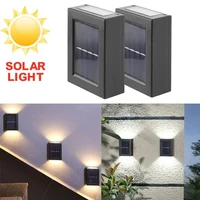 4Pcs LED Wall Lamp Solar Power Up Down Lights Outdoor IP65 Waterproof Wall Mount Exterior Light for Room Hallway Garden Decor