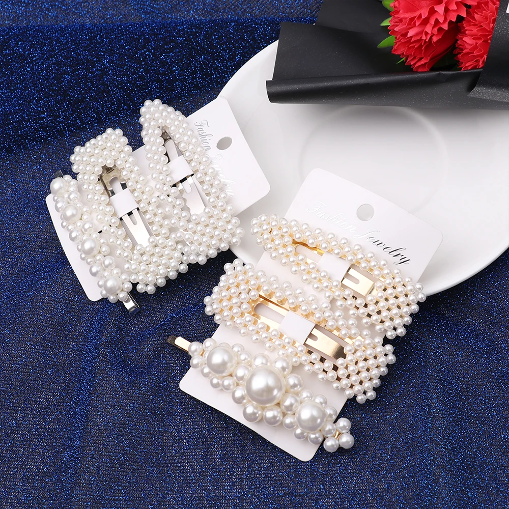 1 комплект заколки для волос в Корейском стиле с имитацией жемчуга металлический