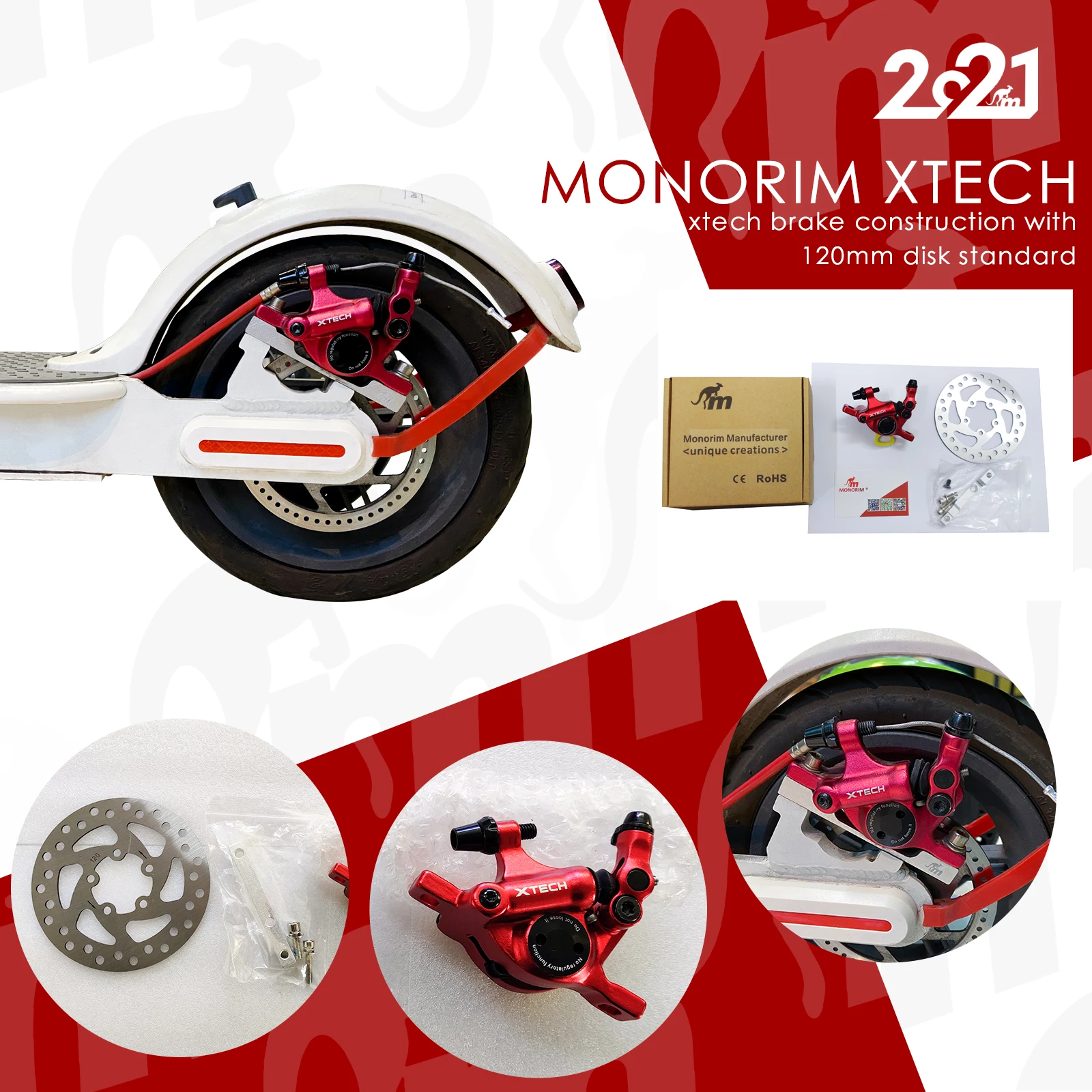 Monorim Xtech For xiaomi m365/1s/essential/pro1/pro2 Brake Construction With 120mm Disk Standard INCLUDES FRAME ADAPTER