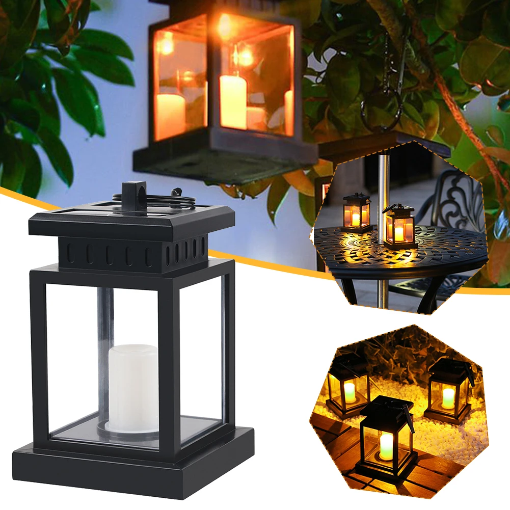 

Solar Hanging Lantern Candle Flickering Light with Clip Warm White/RGB LED Night Light Decorfor Garden Patio Lawn Decoration