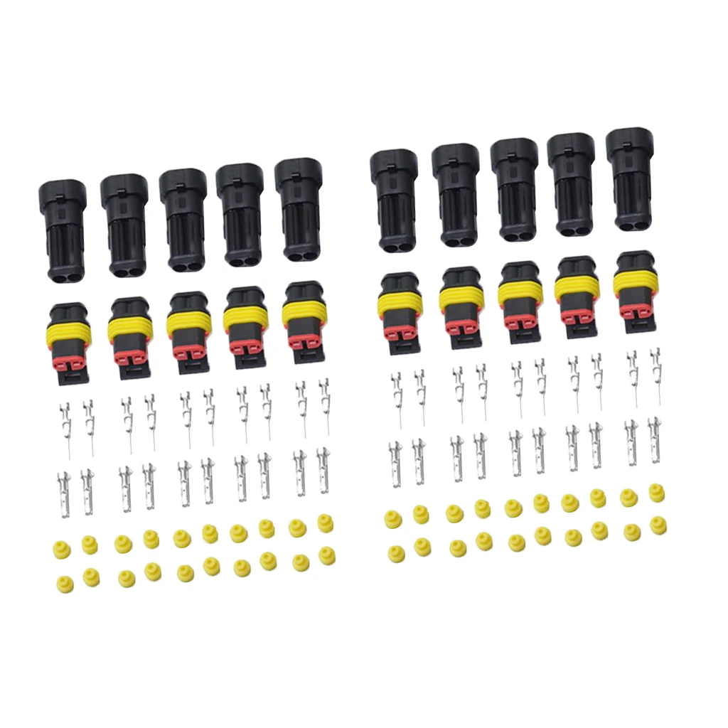 

10 Sets 2 Pin Waterproof Electrical Connector for Motorcycle Boat Truck