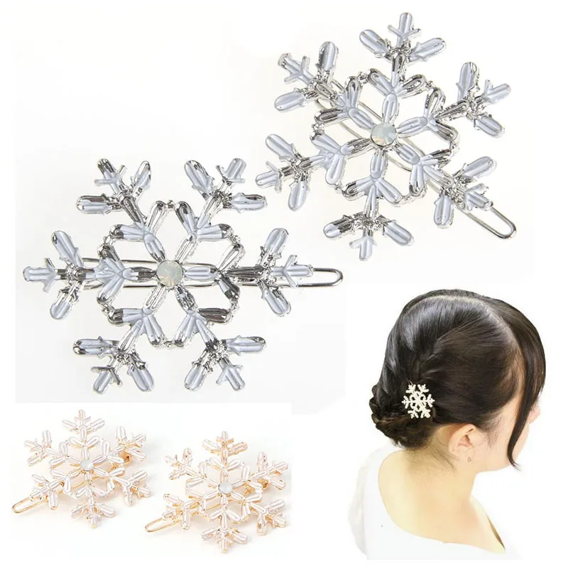 Новые женские заколки для волос со стразами в виде снежинок 40 ГБ 2 шт. пряжки
